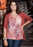 Casaco c/ blusa estampada