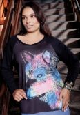 Blusa preta c/ estampa de lobo