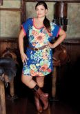 Vestido azul c/ floral